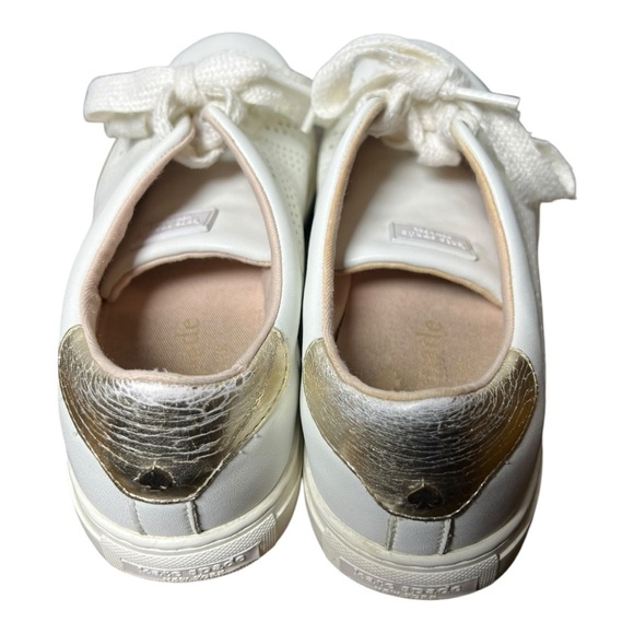 Kate Spade White Leather Sneakers with Gold Accents - Picture 3 of 4
